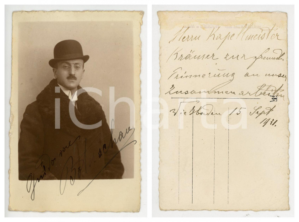 Fotografia d epoca originale 1931 WIESBADEN Guido VON BOTUSCHAU  Foto cartolina con dedica FP NV 1