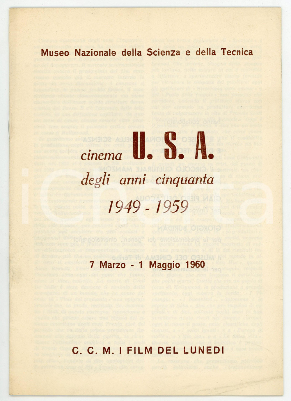 Libro, pubblicazione d epoca 1960 MILANO  CCM I FILM DEL LUNEDÃŒ Cinema USA anni Cinquanta Pubblicazione 1