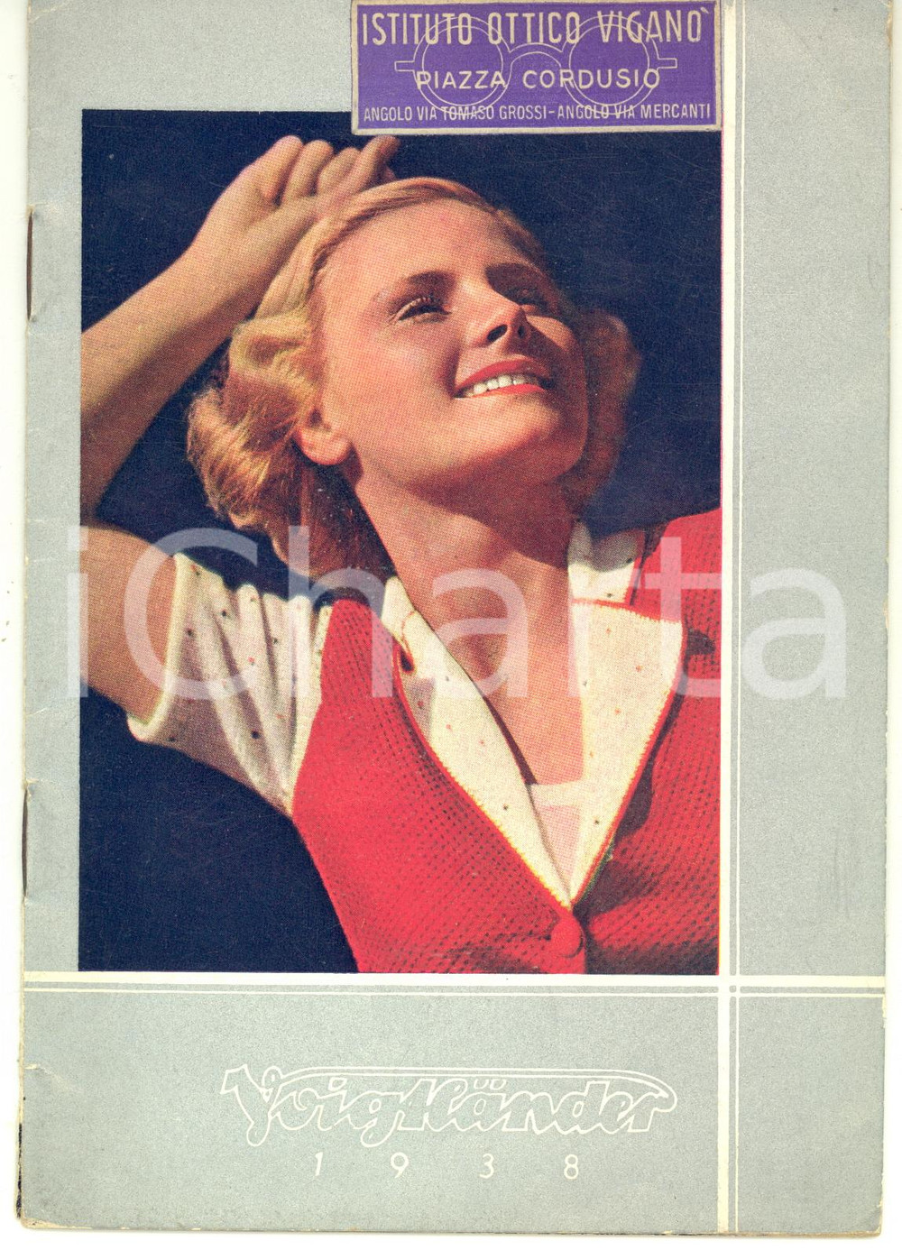 Libro, pubblicazione d epoca 1938 MILANO Piazza Cordusio  Ottica ViganÃ²  Macchine fotografiche VOIGTLANDER 1