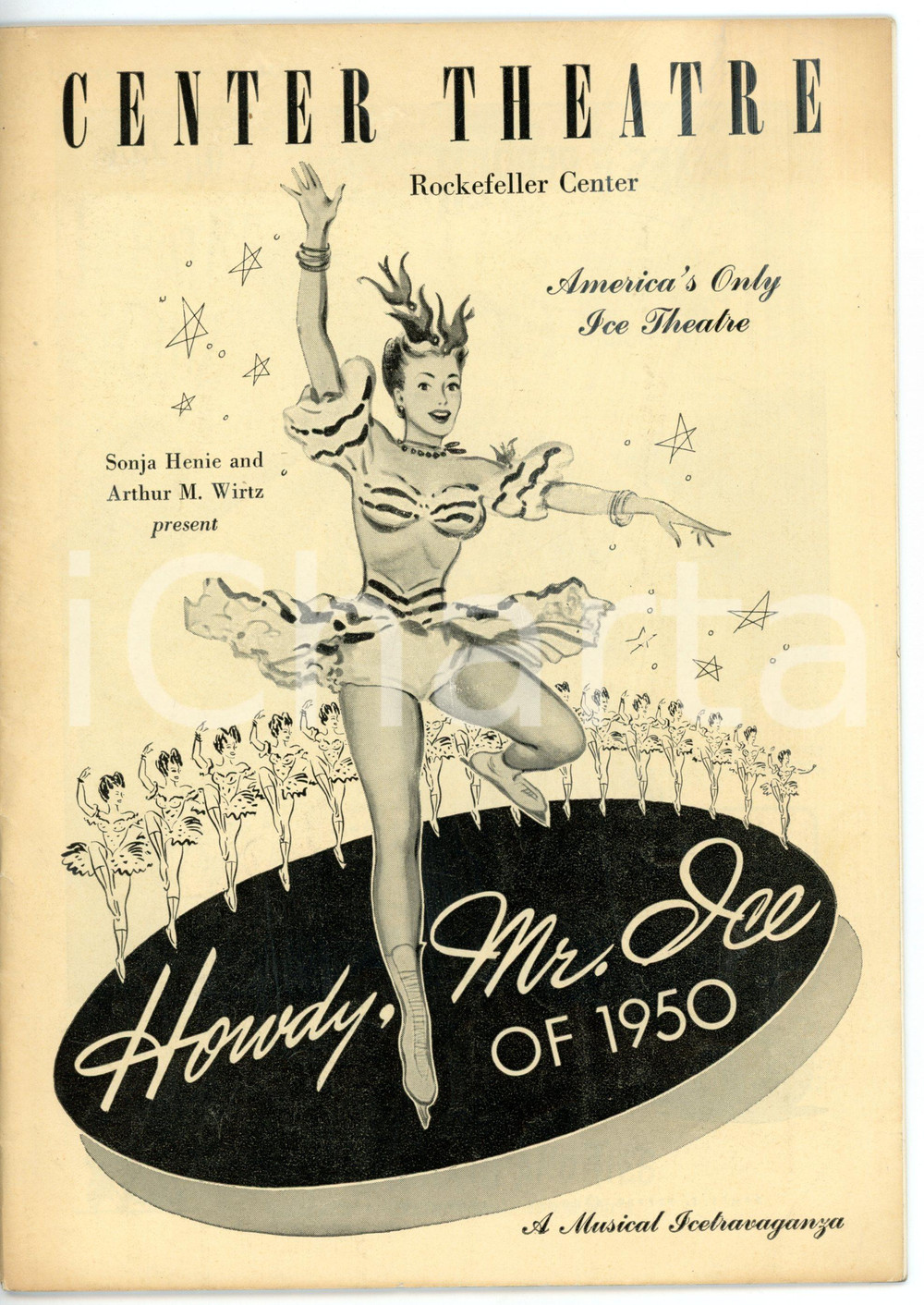 Materiale pubblicitario d’epoca 1950 CENTER THEATRE PROGRAM Howdy, mr. Ice of 1950  Libretto ILLUSTRATO VINTAGE 1