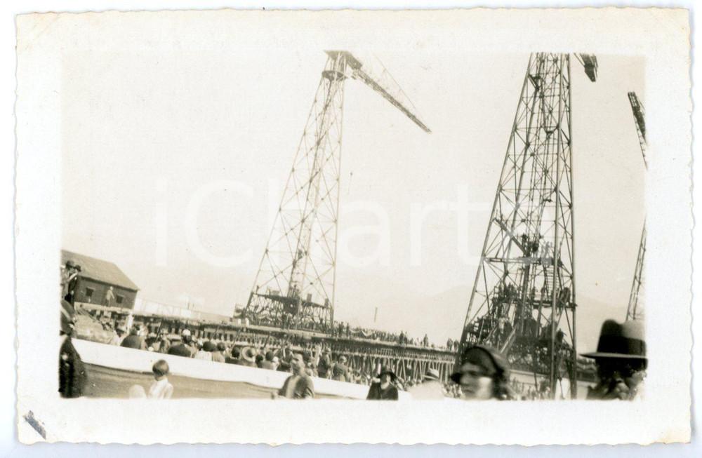 Fotografia d epoca originale 1Â° agosto 1931 GENOVA Cantieri ANSALDO  Folla al varo del transatlantico REX 1