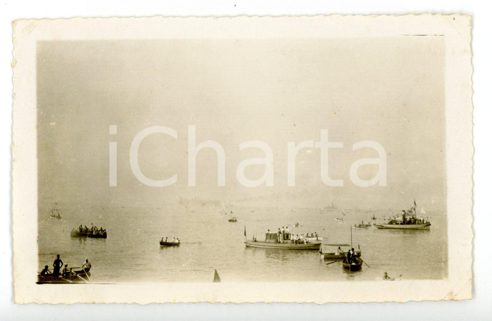 Fotografia d epoca originale 1931 GENOVA  ANSALDO Pubblico al varo del transatlantico REX Foto ARTISTICA 1