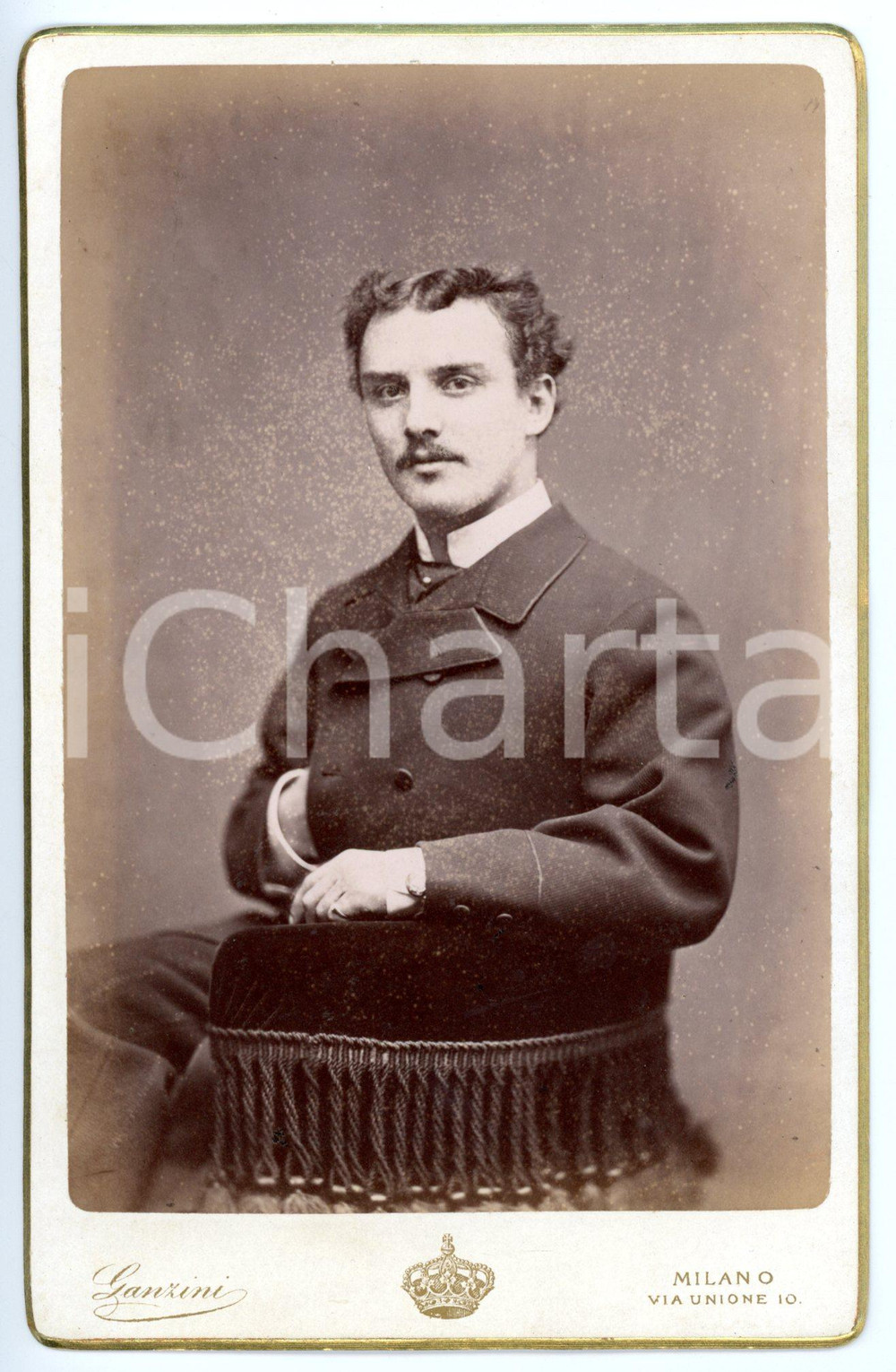 Fotografia d epoca originale 1900 ca MILANO Ritratto di Piero RIBONI in abito scuro  Foto GANZINI 10x16 cm 1