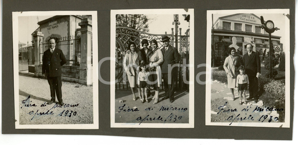 Fotografia d epoca originale 1930 FIERA DI MILANO Ritratto di famiglia con bambino  Fotografie su cartoncino 1
