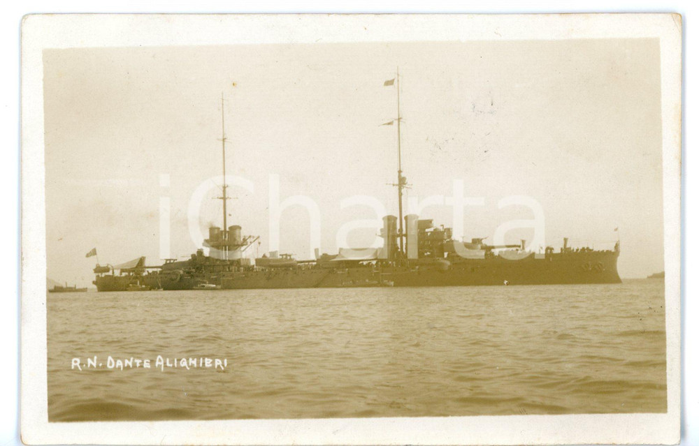 Cartolina originale da collezione 1914 MARINA MILITARE R. N. DANTE ALIGHIERI Corazzata da battaglia Cartolina FP 1