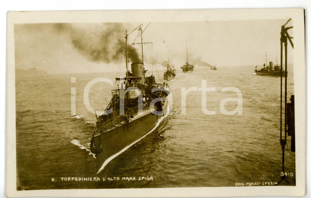 Cartolina originale da collezione 1915 MARINA MILITARE Regia Nave SPIGA Torpediniera  Cartolina FP VG 1