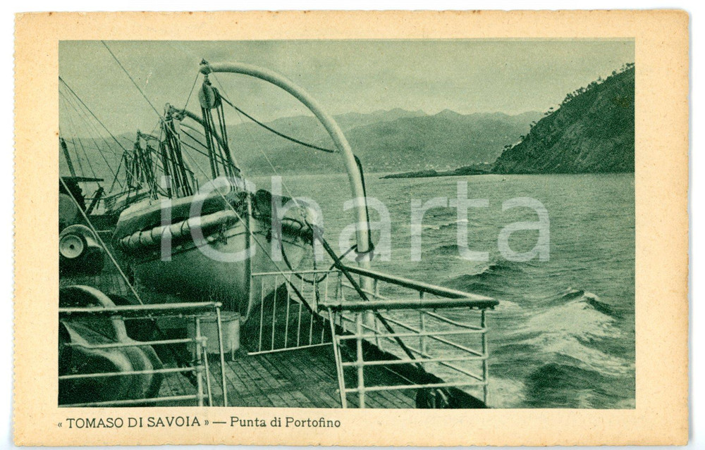 Cartolina originale da collezione 1930 ca PORTOFINO  T/N TOMASO DI SAVOIA Scialuppe di salvataggio Cartolina FP 1