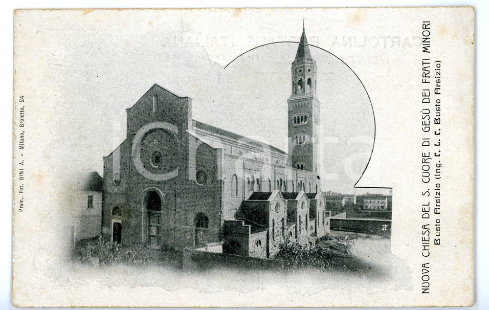 Cartolina originale da collezione 1930 ca BUSTO ARSIZIO VA Veduta chiesa del Sacro Cuore di GesÃ¹ Cartolina FP 1
