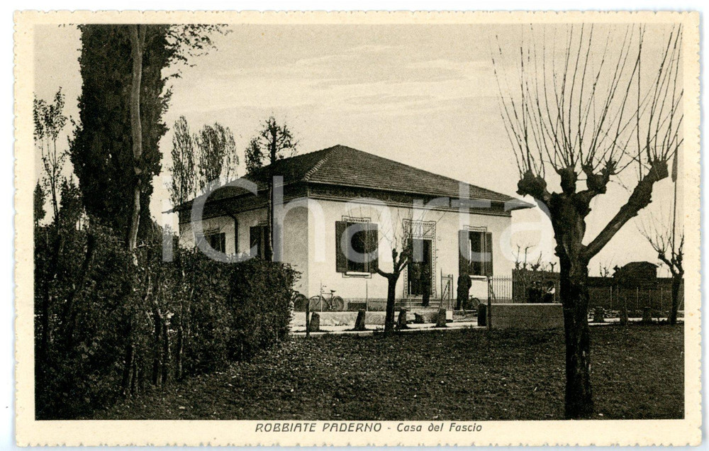 Cartolina originale da collezione 1940 ca ROBBIATE PADERNO LC Casa del Fascio Cartolina ANIMATA  FP NV 1