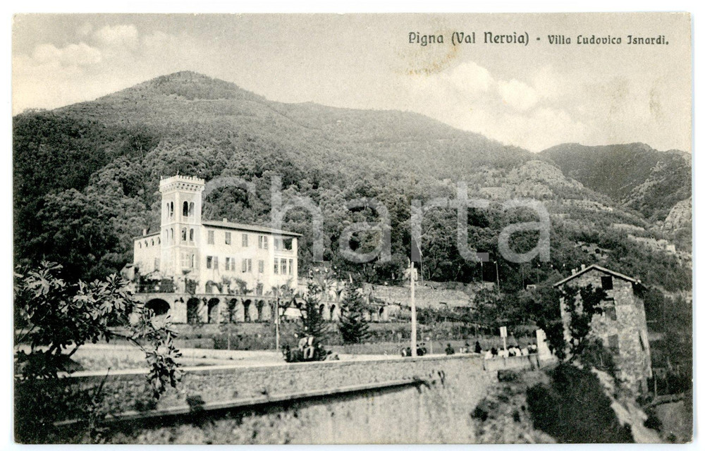 Cartolina originale da collezione 1940 ca PIGNA IM Panorama con villa Ludovico ISNARDI Cartolina FP NV 1