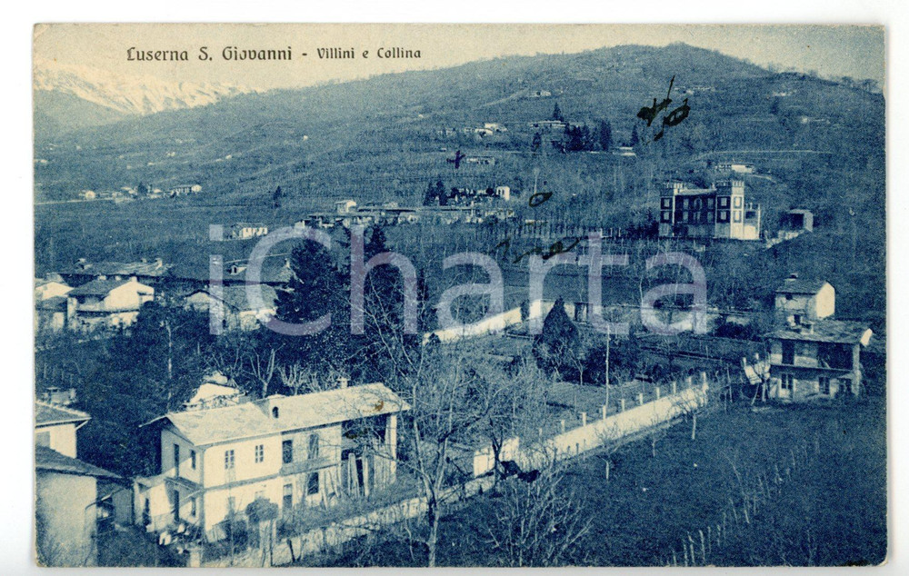 Cartolina originale da collezione 1930 ca LUSERNA SAN GIOVANNI TO Veduta panoramica con villini Cartolina FP NV 1