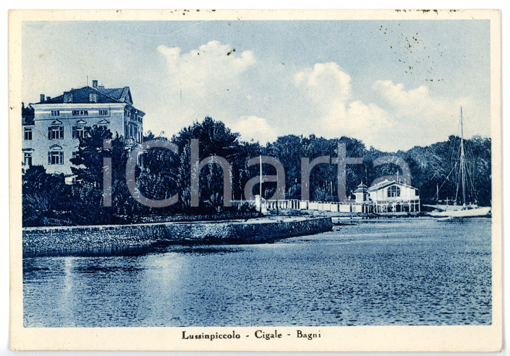 Cartolina originale da collezione 1930 ca LUSSINPICCOLO CROAZIA Veduta panoramica con baia di CIGALE Cartolina 1