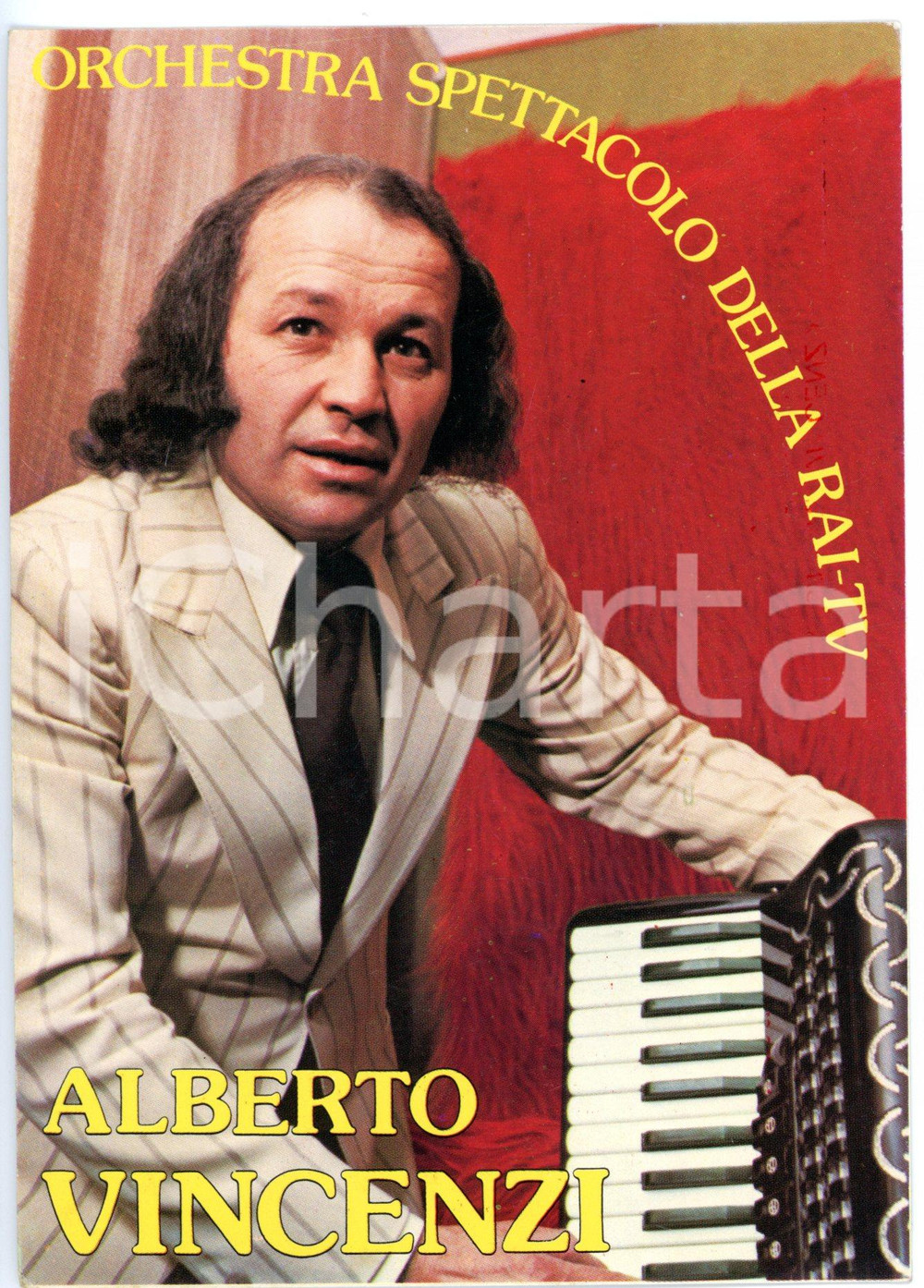Cartolina originale da collezione 1981 RAI  MUSICA Maestro Alberto VINCENZI con fisarmonica Cartolina FG NV 1