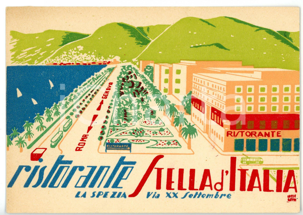 Cartolina originale da collezione 1955 ca LA SPEZIA Via XX Settembre  Ristorante STELLA D ITALIA Cartolina FG NV 1