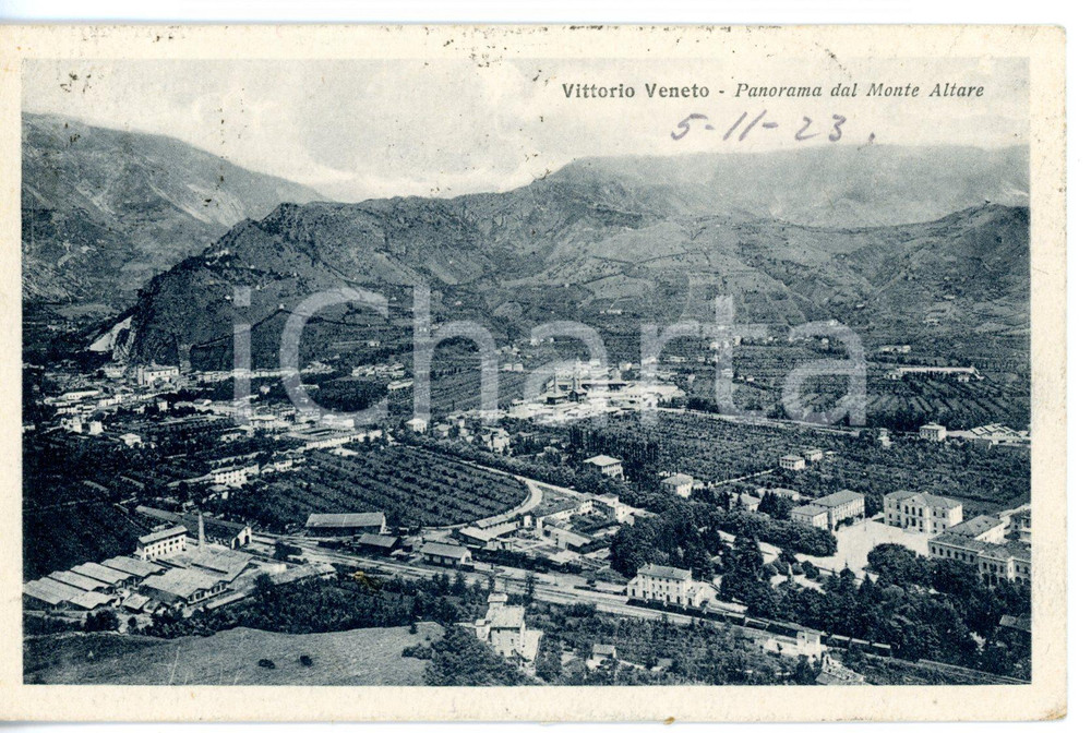 Cartolina originale da collezione 1923 VITTORIO VENETO TV Veduta panoramica dal monte ALTARE Cartolina FP VG 1