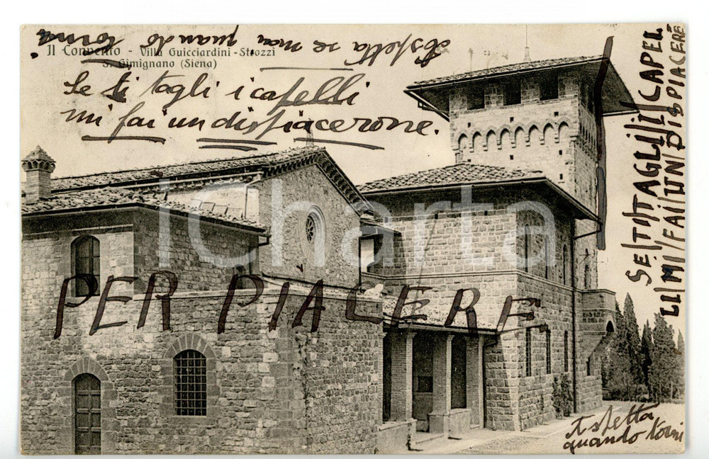 Cartolina originale da collezione 1925 SAN GIMINIANO SI Villa GuicciardiniStrozzi Cartolina Emanuele CANEVARO 1