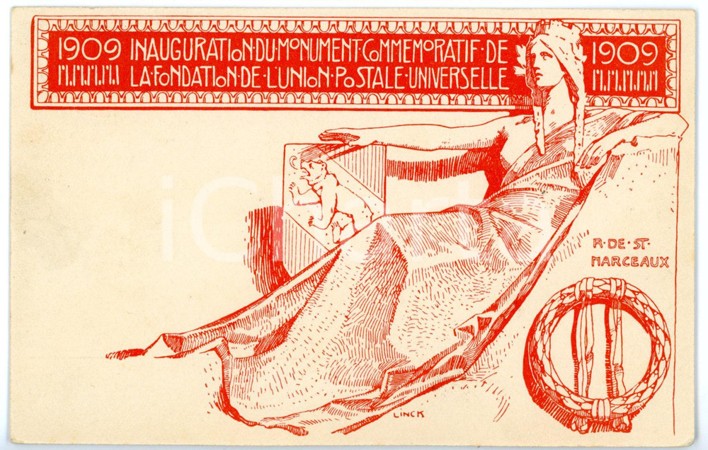 Cartolina originale da collezione 1909 SUISSE Monument de la fondation de l union postale universelle Cartolina 1