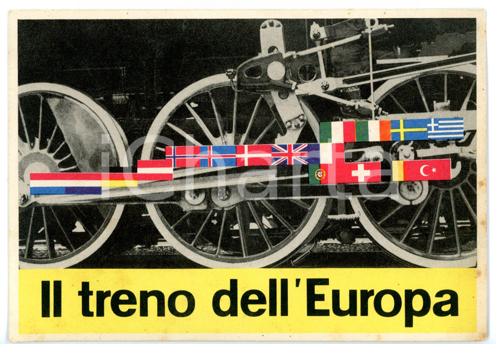 Cartolina originale da collezione 1950 ca OECE Il treno dell Europa Cartolina commemorativa VINTAGE  FP NV 1