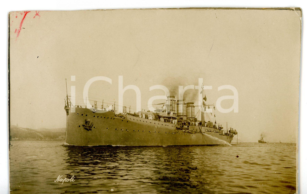 Cartolina originale da collezione 1915 ca MARINA MILITARE Regia Nave NAPOLI in navigazione  Fotografia 14x9 cm 1