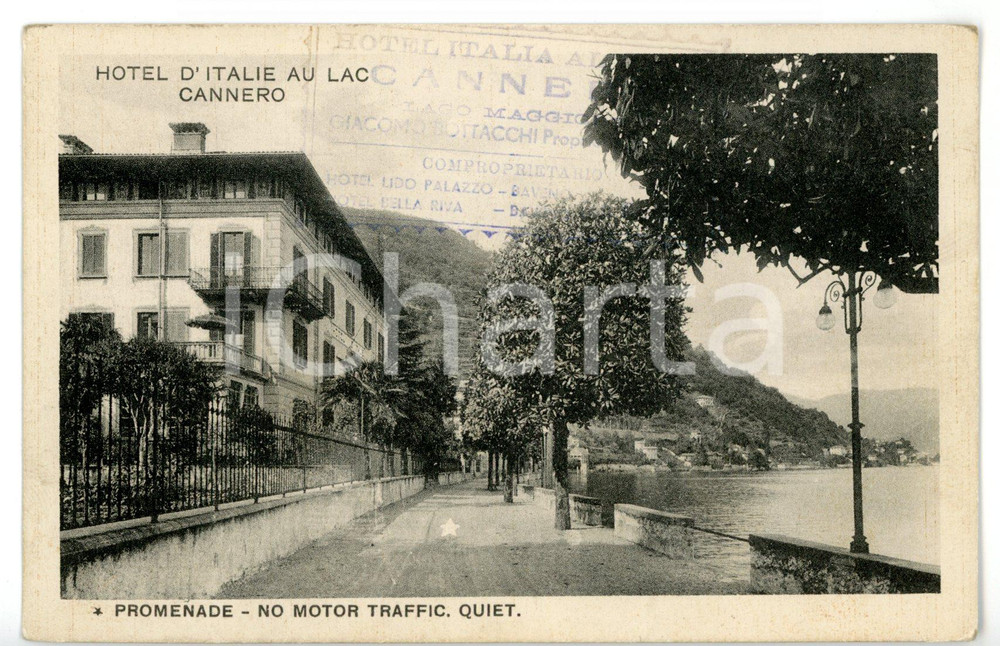 Cartolina originale da collezione 1937 CANNERO RIVIERA VB Hotel d Italie au Lac  Viale sul lungolago Cartolina 1