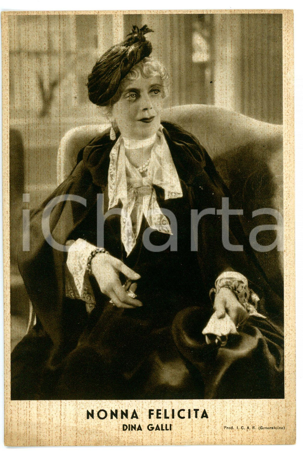 Materiale pubblicitario d’epoca 1938 CINEMA Film Nonna Felicita  Dina GALLI sul set Cartolina VINTAGE FG NV 1