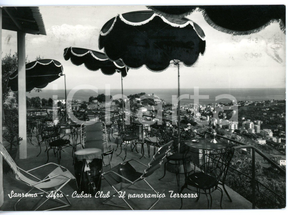 Cartolina originale da collezione 1960 SANREMO IM AFROCUBAN Club  Terrazzo panoramico Cartolina VINTAGE FG VG 1