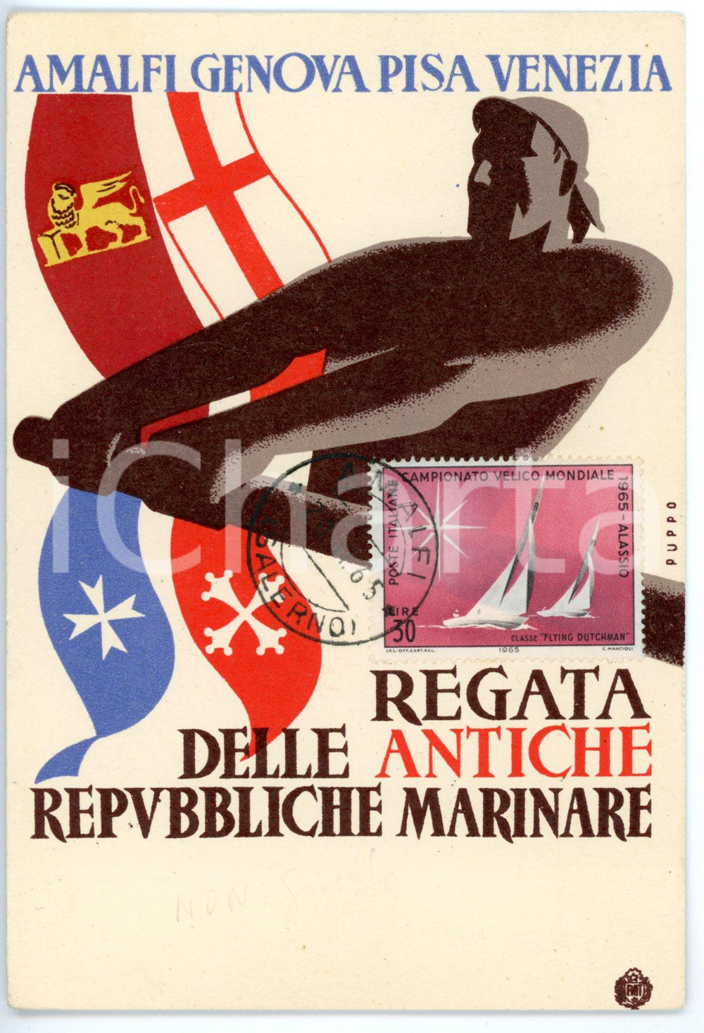 Cartolina originale da collezione 1965 PISA Regata delle Antiche Repubbliche Marinare Cartolina VINTAGE  FG 1