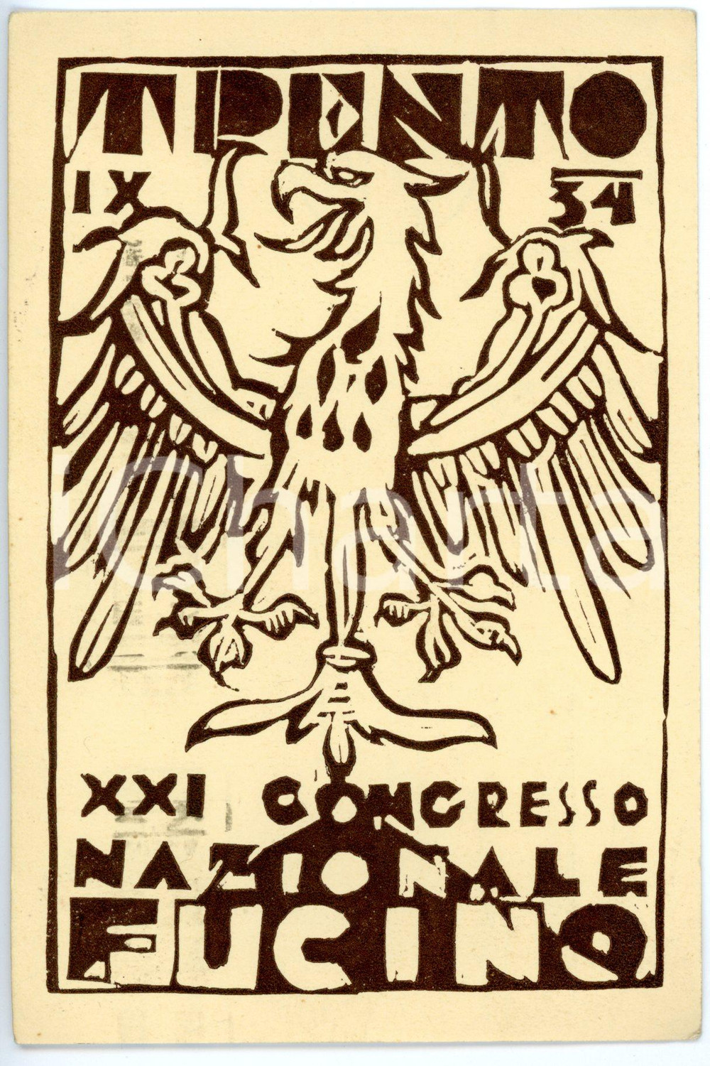 Cartolina originale da collezione 1934 TRENTO  FUCI XXI Congresso nazionale FUCINO  Cartolina ILLUSTRATA FG VG 1