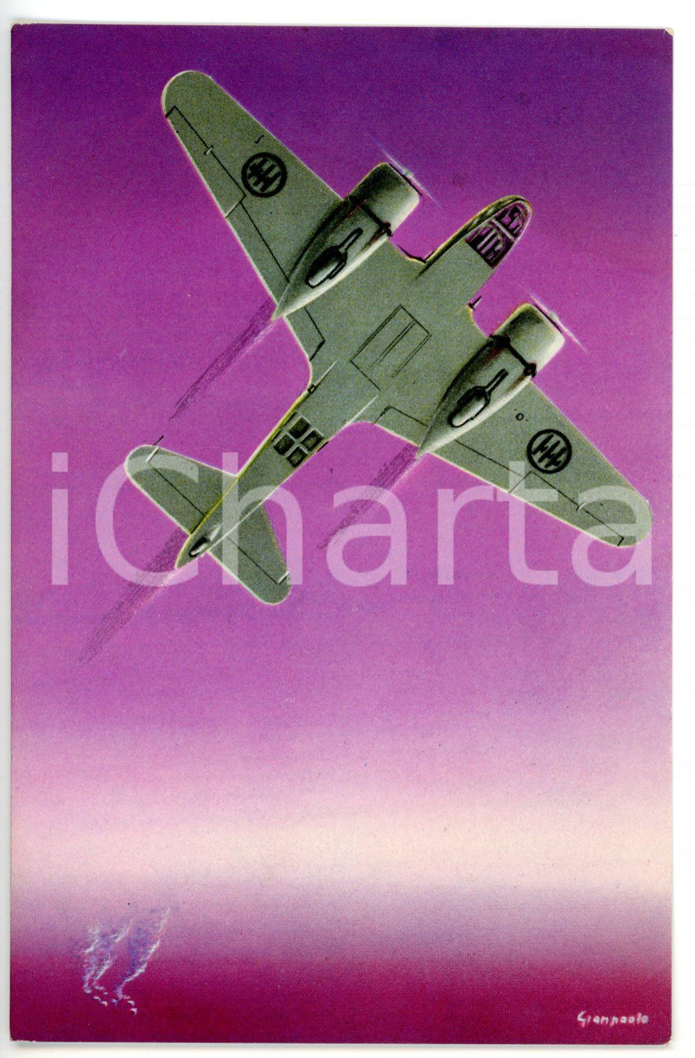 Cartolina originale da collezione 1940 ca MILANO Aeroplano CAPRONI 3/2 BIS Cartolina pubblicitaria VINTAGE FG NV 1