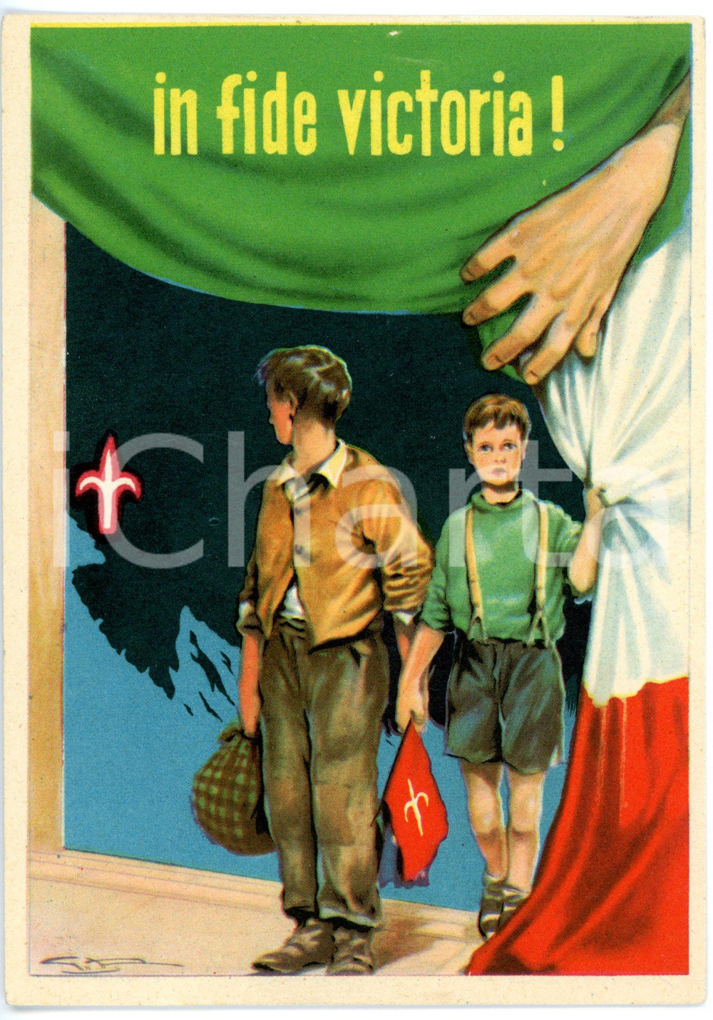 Cartolina originale da collezione 1955 ca PESARO Villaggio del Fanciullo Opera Padre DAMIANI Cartolina ILLUSTRATA 1