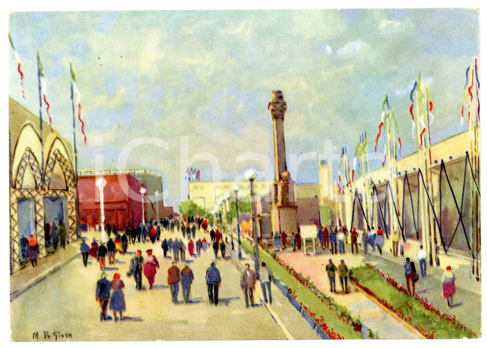 Cartolina originale da collezione 1955 ca BARI  FIERA DEL LEVANTE Viale ItaloOrientale Cartolina ILLUSTRATA FG 1