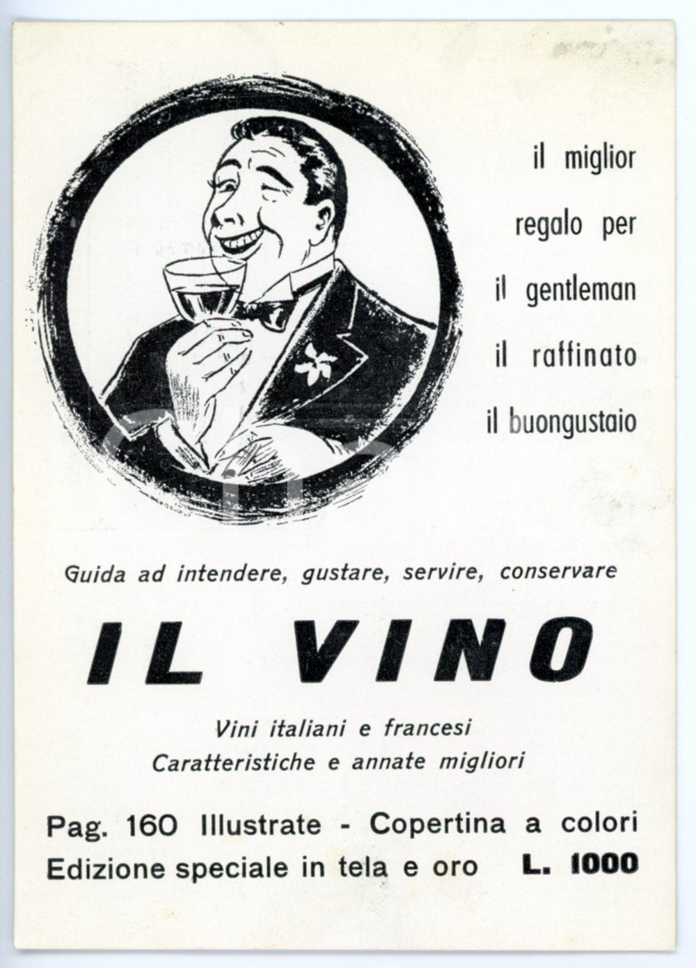 Cartolina originale da collezione 1950 ca MILANO Casa editrice MINERVA Cartolina per acquisto libro IL VINO  FG 1