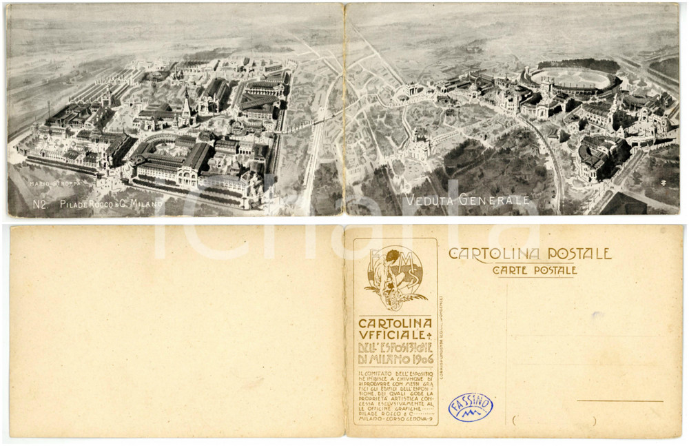 Cartolina originale da collezione 1906 MILANO Cartolina Ufficiale Esposizione Universale Ill. Mario STROPPA  FP 1