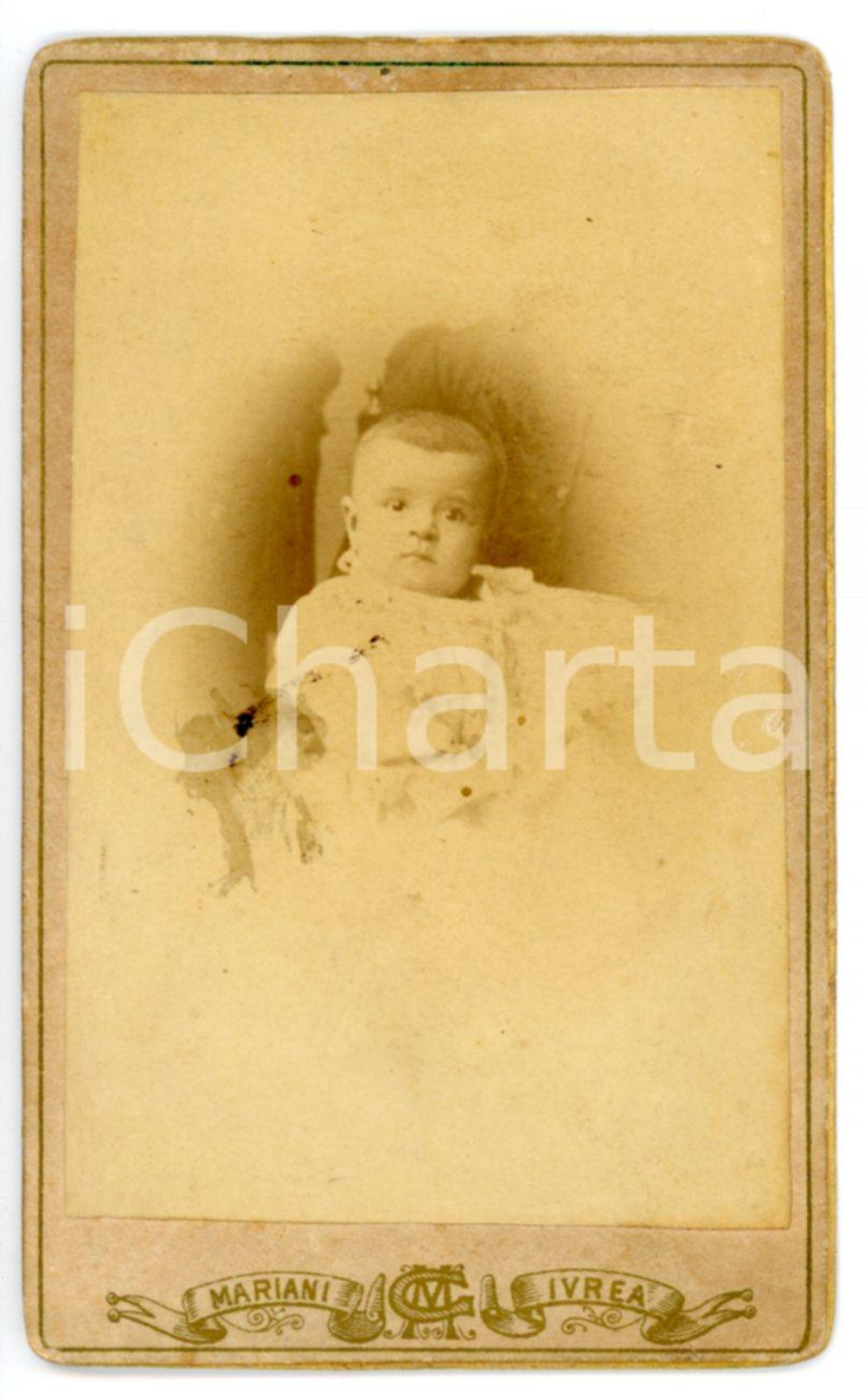 Fotografia d epoca originale 1895 ca IVREA Ritratto di Mario CORNALBA bambino Foto MARIANI  CDV 1