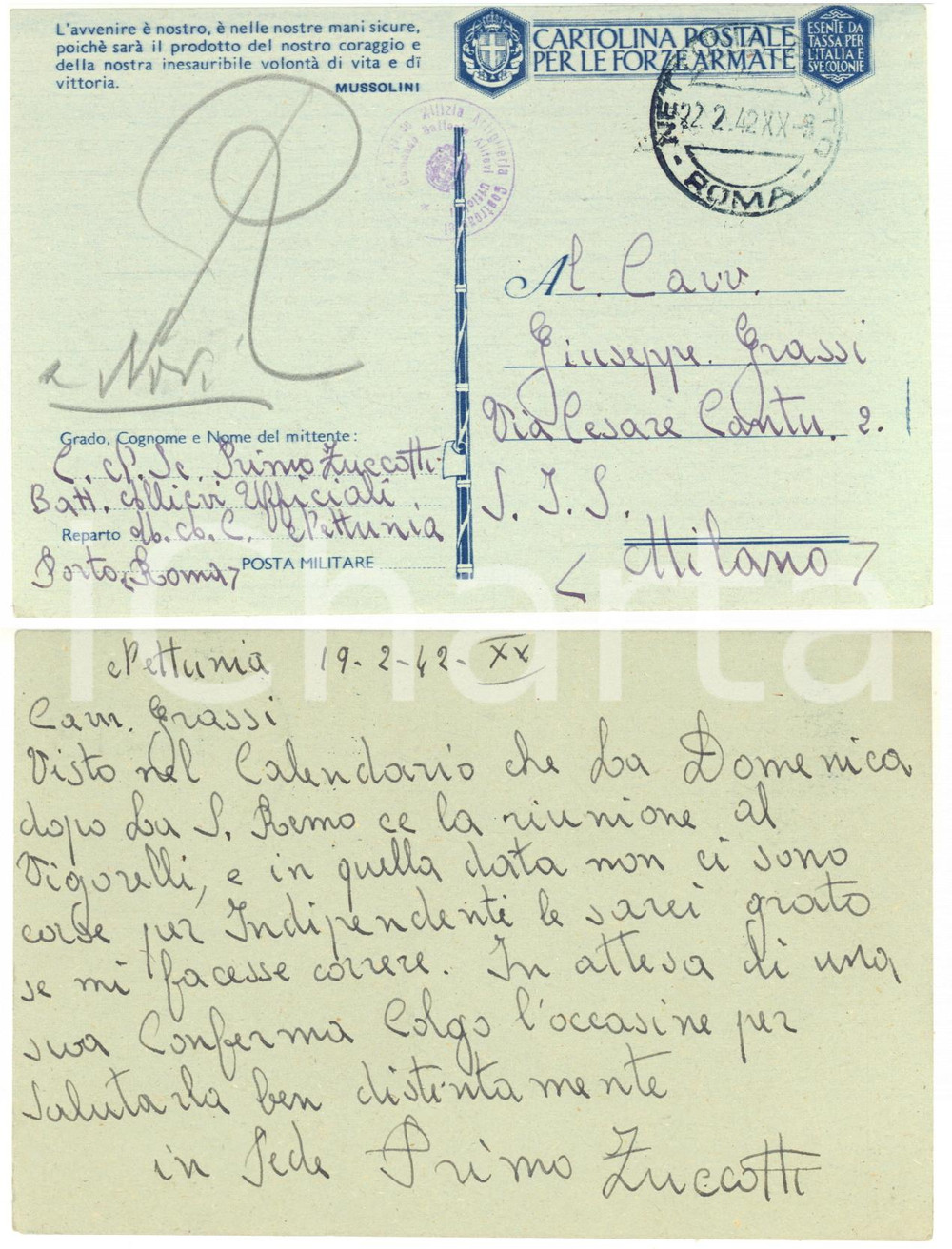 Autografo originale 1942 CICLISMO Primo ZUCCOTTI chiede di correre al Vigorelli Cartolina AUTOGRAFO 1