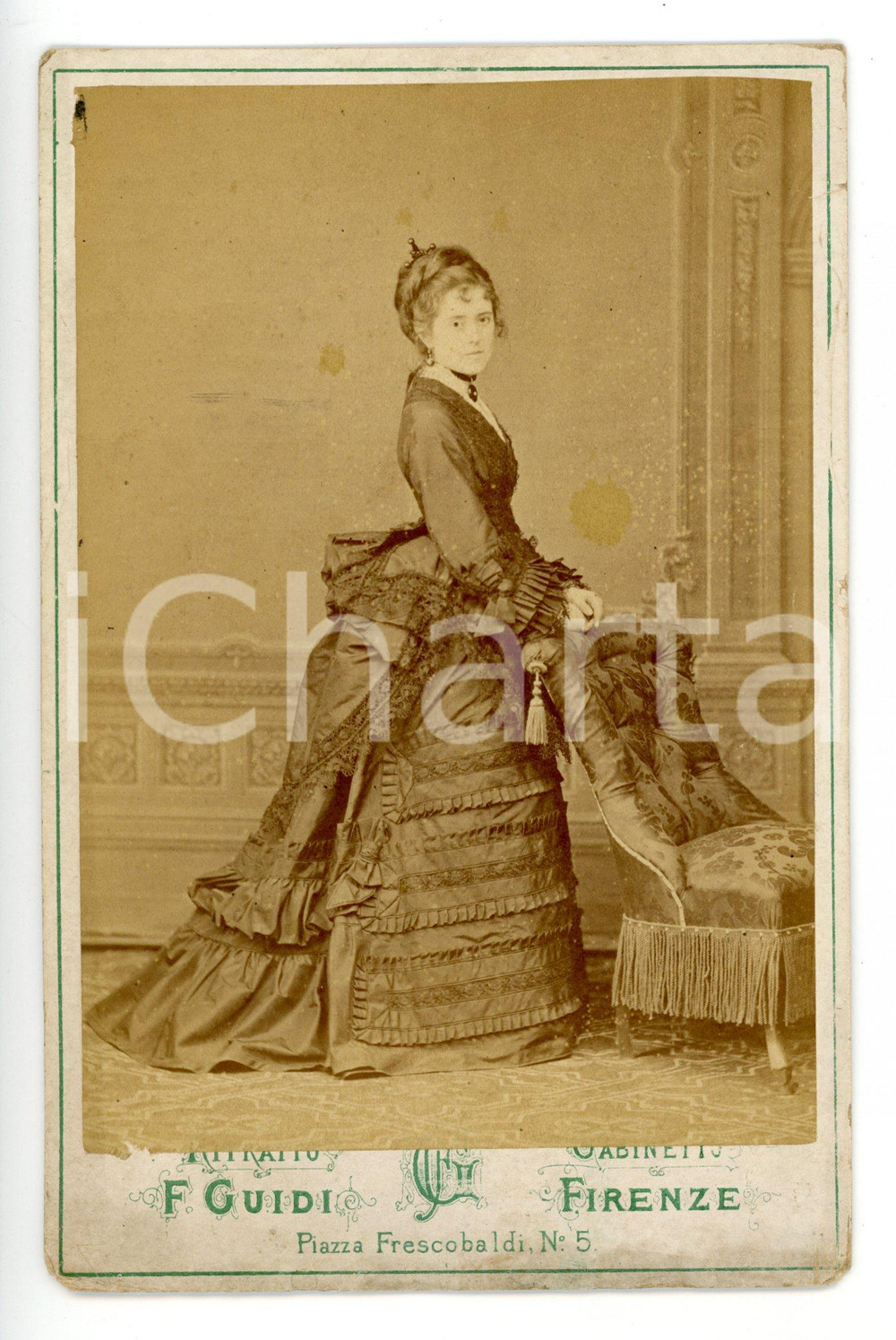 Fotografia d epoca originale 1880 ca FIRENZE Ritratto di Mary VISCONTI BAFFO  Foto Federigo GUIDI  10x16 cm 1