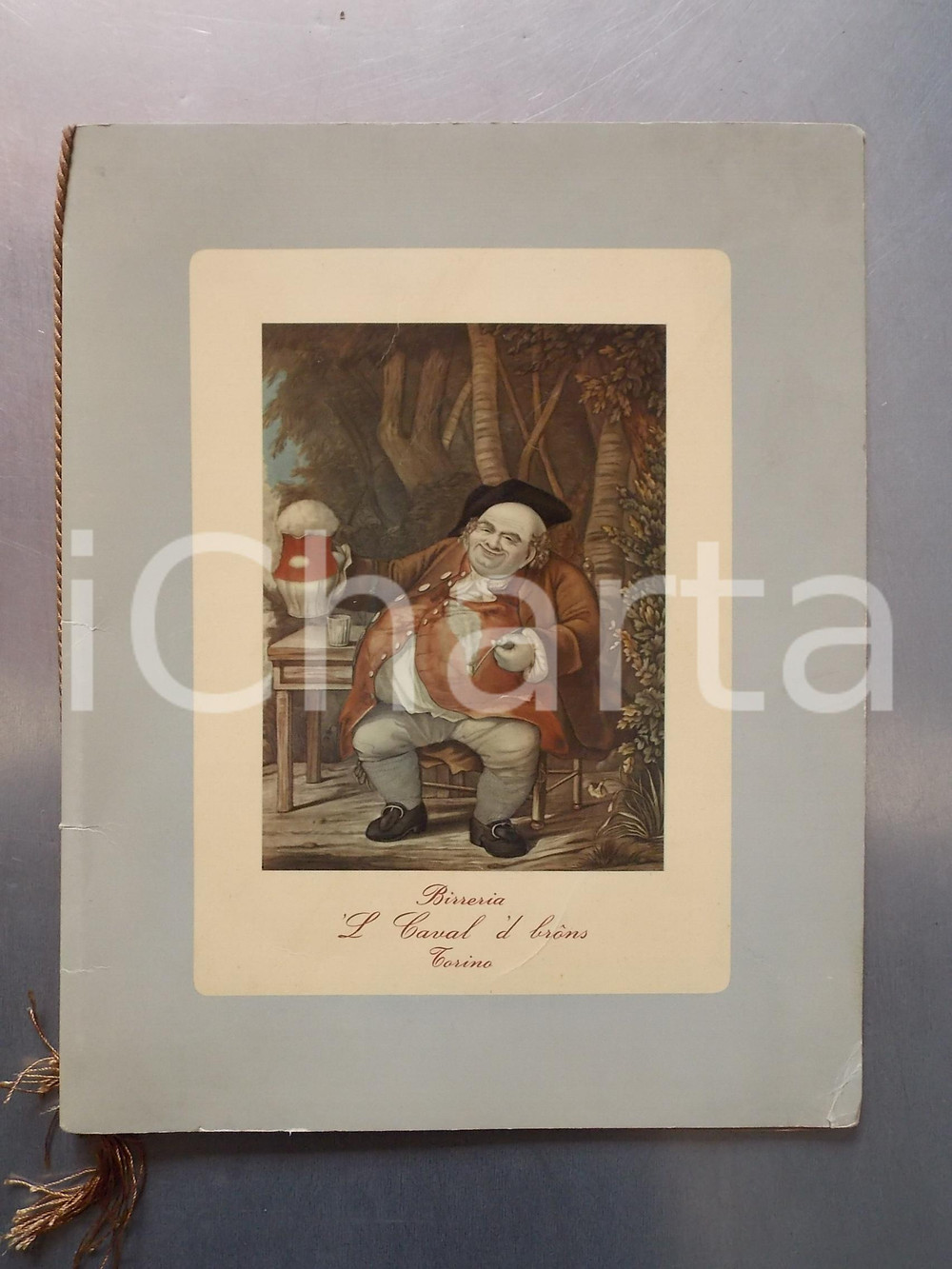 Oggetto da collezione cartaceo 1950 ca TORINO Birreria  L CAVAL  D BRONS  Menu AUTOGRAFO Erminio DE FRANCESCHI 1