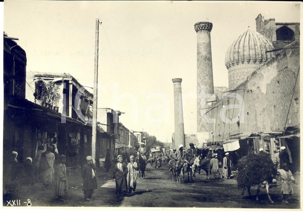 Fotografia d epoca originale 1934 SAMARCANDA UZBEKISTAN Veduta del bazar Foto ANIMATA RARA 17x12 1