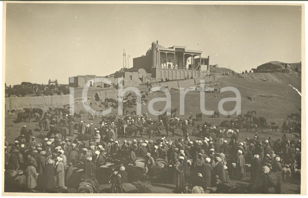 1934 SAMARCANDA (UZBEKISTAN) Veduta del mercato - Foto ANIMATA RARA 22x14 cm