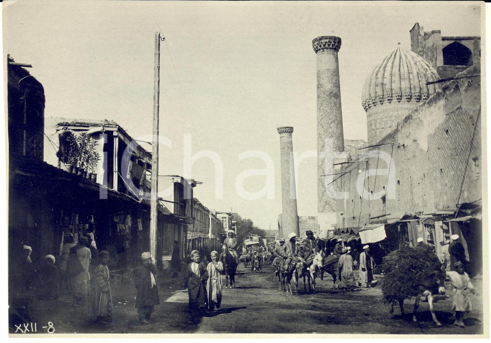 Fotografia d epoca originale 1934 SAMARCANDA UZBEKISTAN Veduta del bazar Foto ANIMATA RARA 17x12 cm 1