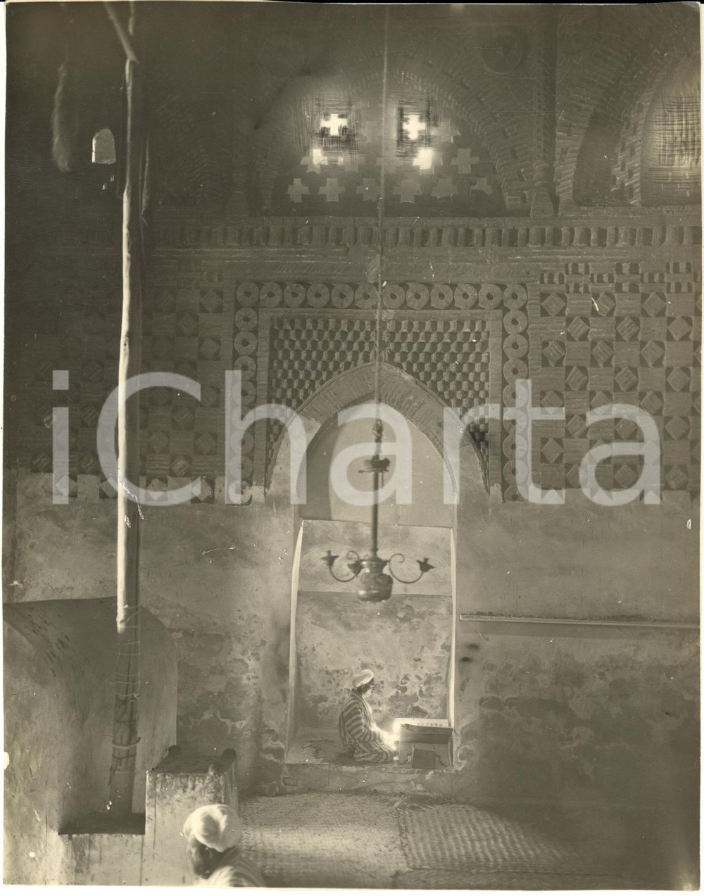 Fotografia d epoca originale 1934 SAMARCANDA UZBEKISTAN Musulmani in preghiera in un edificio Foto 16x20 1