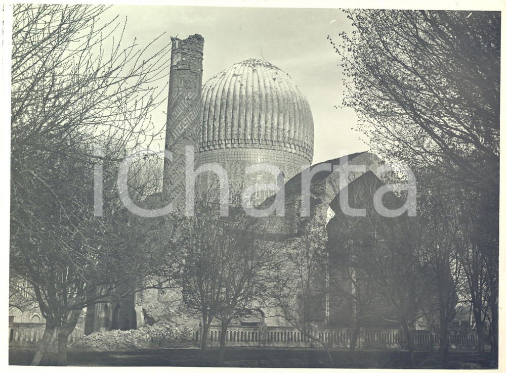 Fotografia d epoca originale 1934 SAMARCANDA Rovine del mausoleo di Tamerlano  Esterno  Foto 22x17 cm 1