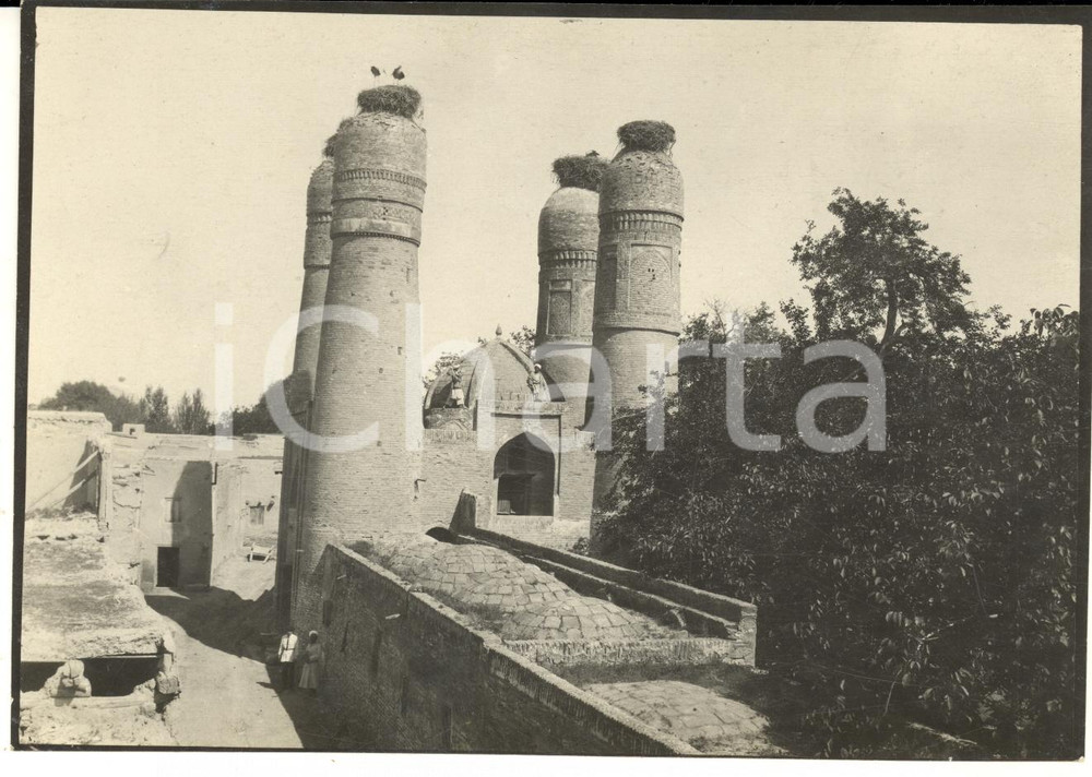 Fotografia d epoca originale 1934 BUKHARA UZBEKISTAN Ruins of Chor Minor Madrasah RARE Photo 17x12 cm 1