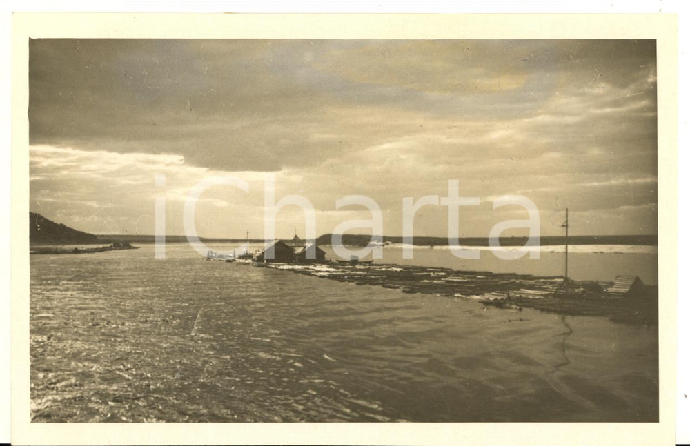 Fotografia d epoca originale 1930 ca URSS Fiume VOLGA  Trasporto di legname  Fotografia 16x10 cm 1