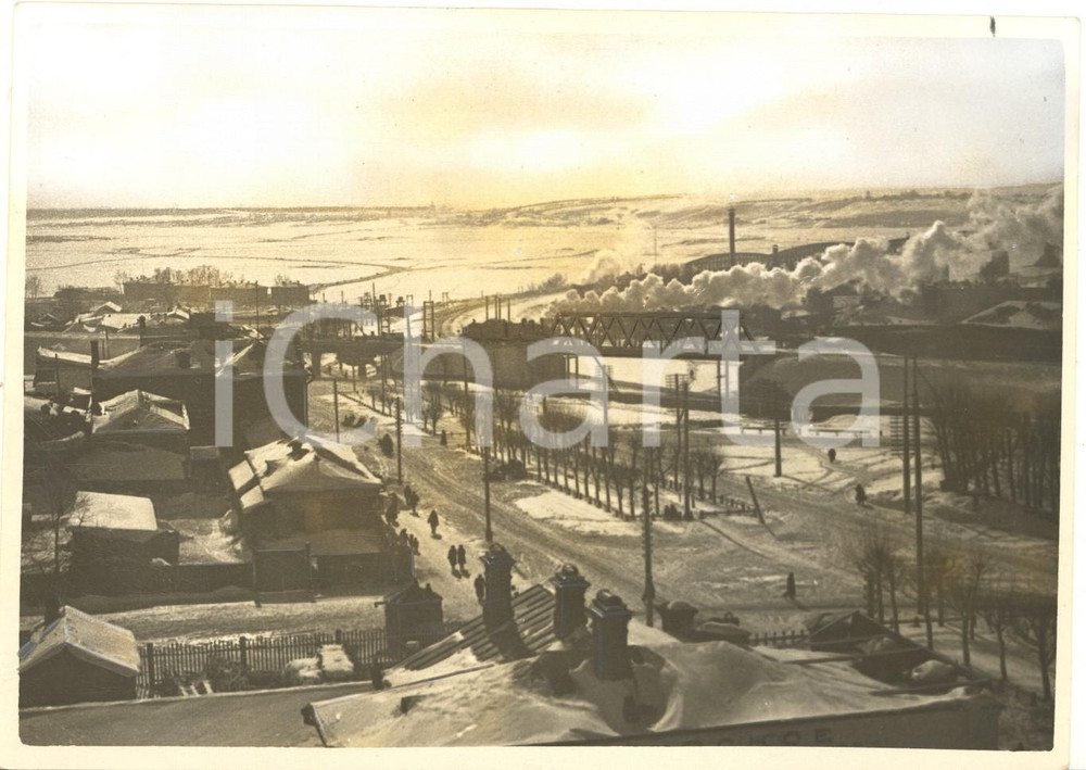 1930 ca NOVOSIBIRSK (URSS) Veduta con la ferrovia *Foto ANIMATA treno 17x12 cm