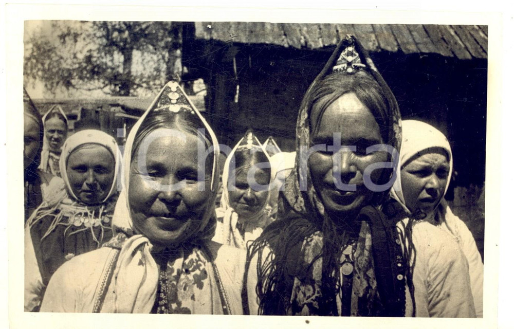 Fotografia d epoca originale 1927 Regione dei MARI URSS Donne dei kolchoz in abiti tradizionali  Foto 1