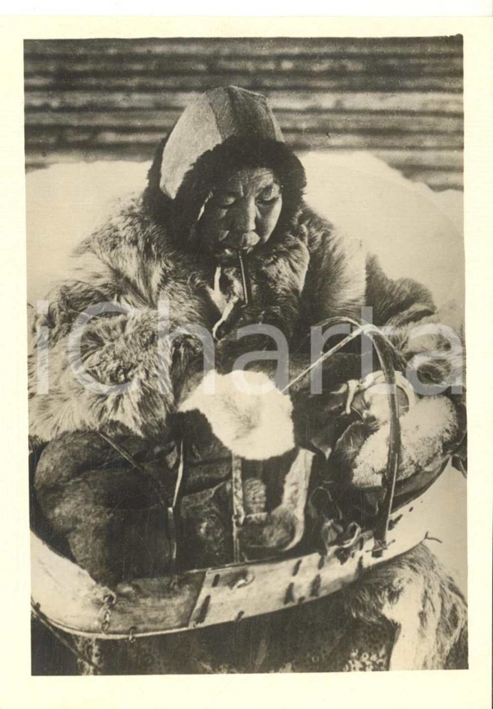 Fotografia d epoca originale 1930 ca SIBERIA URSS Donna OSTYAK culla il proprio bambino  Foto 10x14 cm 1