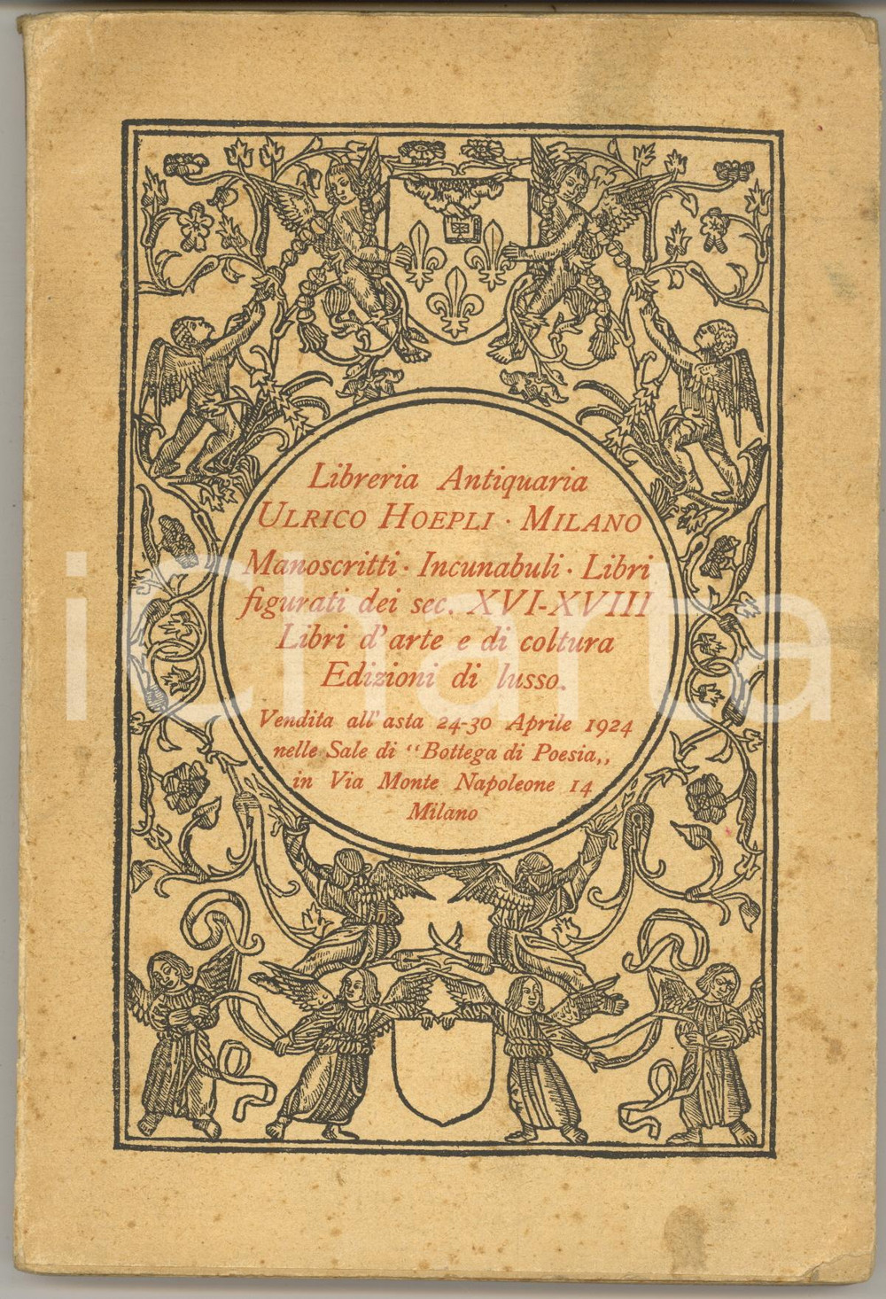 Libro, pubblicazione d epoca 1924 MILANO Libreria antiquaria Ulrico HOEPLI  Catalogo asta ILLUSTRATO 140 pp. 1