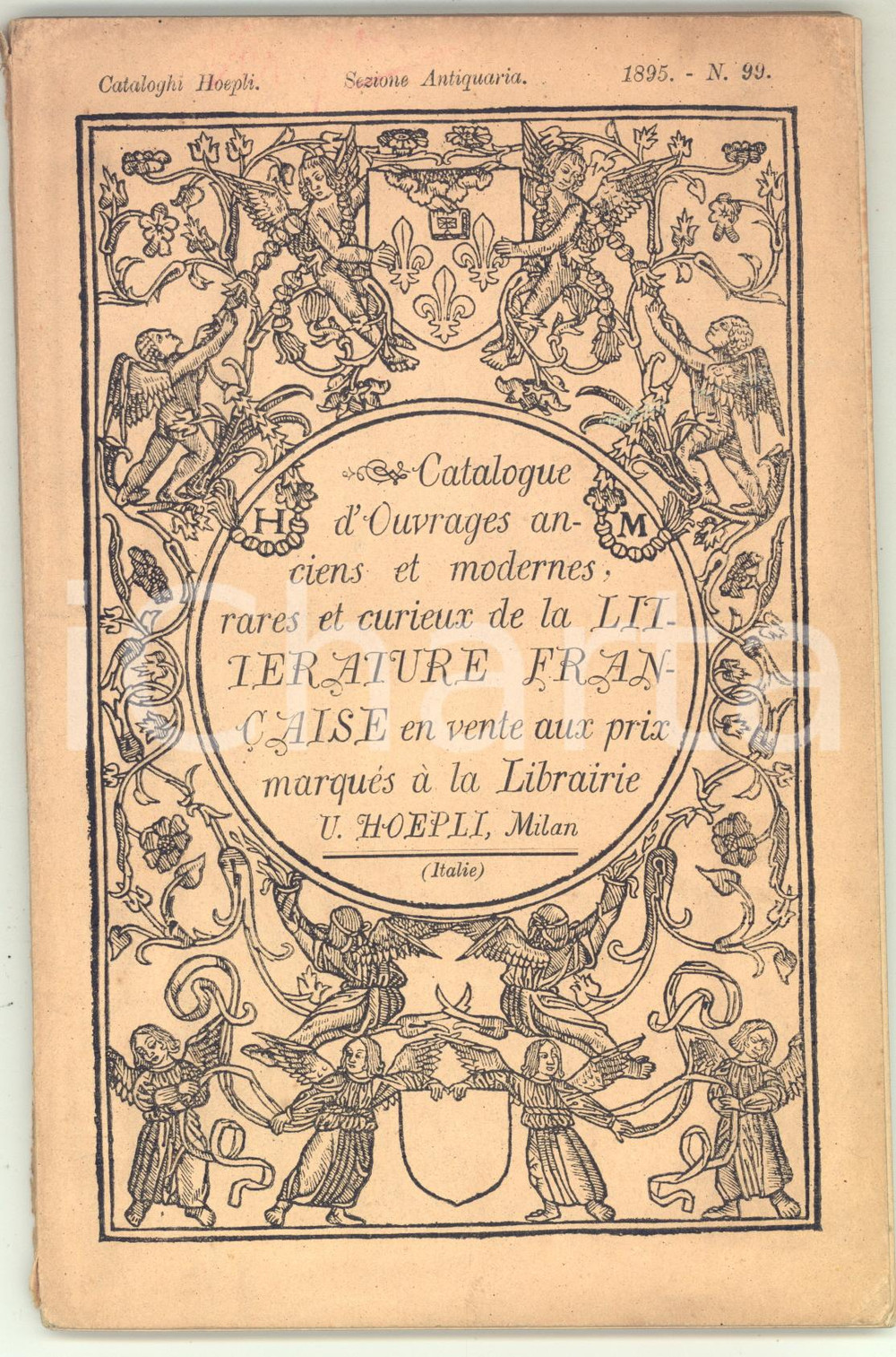 Libro, pubblicazione d epoca 1895 MILANO Libreria antiquaria Ulrico HOEPLI  Catalogo vendita libri francesi 1