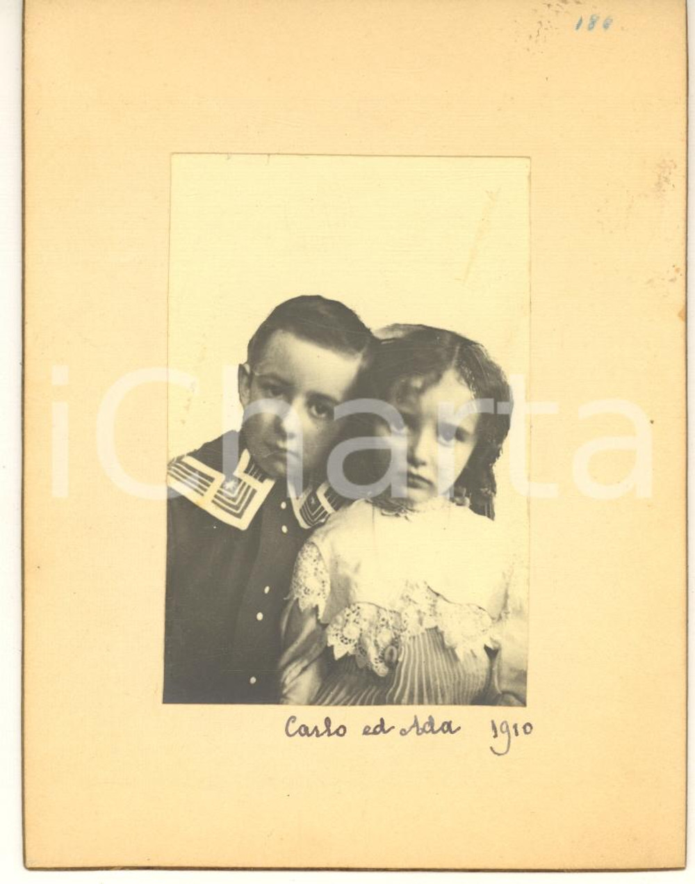 1910 MILANO (?) Ritratto di due fratellini - Foto VINTAGE 10x13 cm